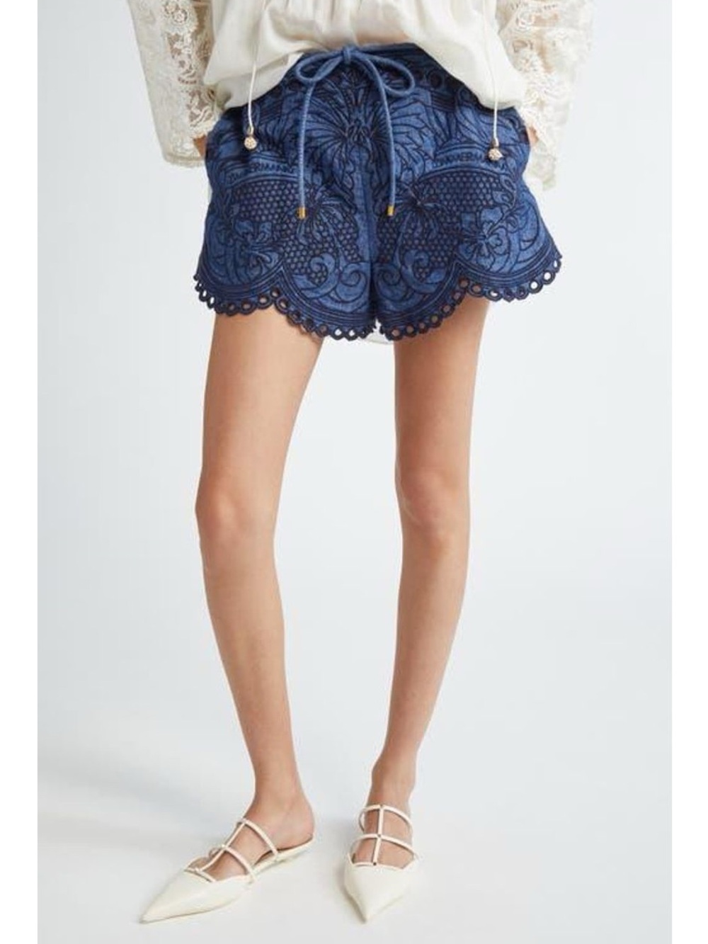 Zimmermann Daylight Coco Embroidered Denim Shorts – Size AU 1